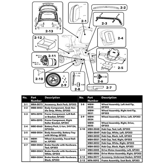 Golden Technologies | Accessory, Underseat Basket | GP303 and GP304 | MBA-0077 | Callout 2-12