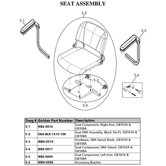 Golden Technologies | Accessory Bracket | GB107A, Buzzaround LT GB108, Buzzaround XL GB121B and GB124A | MBH-0008 | Callout 5-6