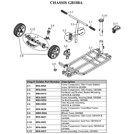 Golden Technologies | Wheel, Front | Buzzaround LT GB107A and GB108A | MBW-0006 | Callout 3-8