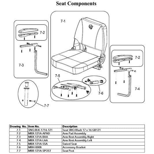 Golden Technologies | Arm Pad Assembly | Buzzaround XL GB121B and GB124A | MBX-121A-APAD | Callout 7-2