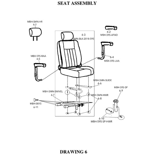 Golden Technologies | Left Arm Assembly For GR595 With SMN Seat | Eagle GR595 | MBX-595-LAA | Callout 6-4