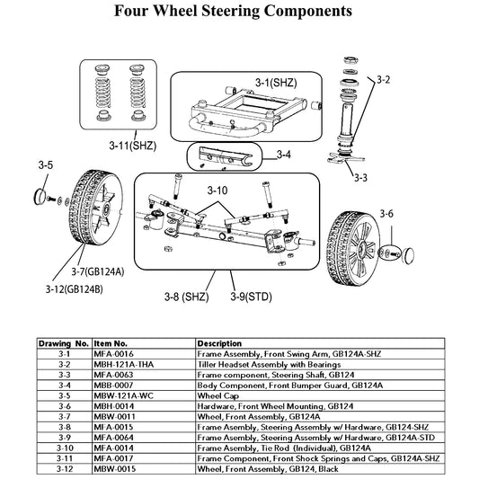 Golden Technologies | Frame Assembly, Front Swing Arm, GB124A-SHZ | MFA-0016 | Callout 3-1