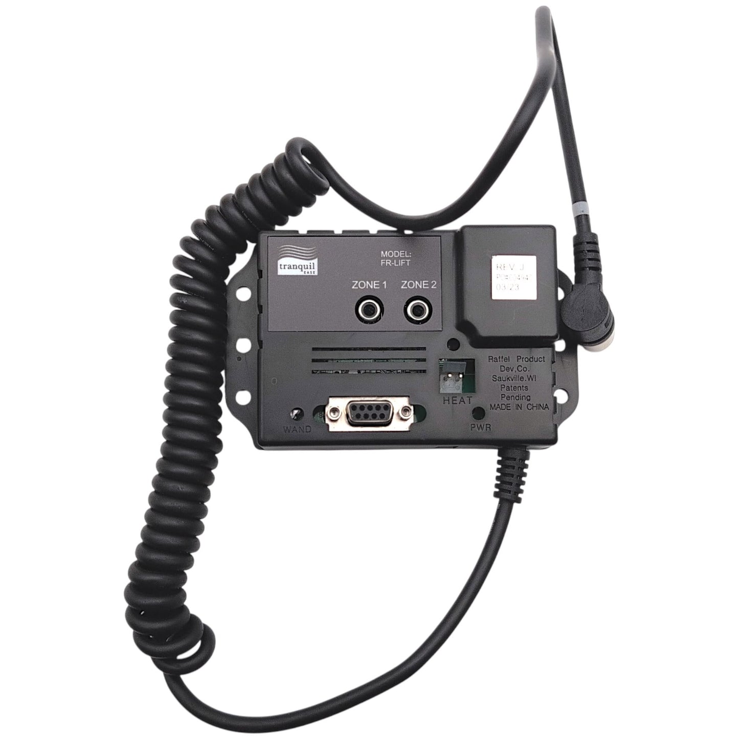 Top view of Control Box / Junction Box with cord unwound showing its length