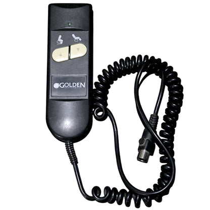 front view of remote hand control with the cable wound up
