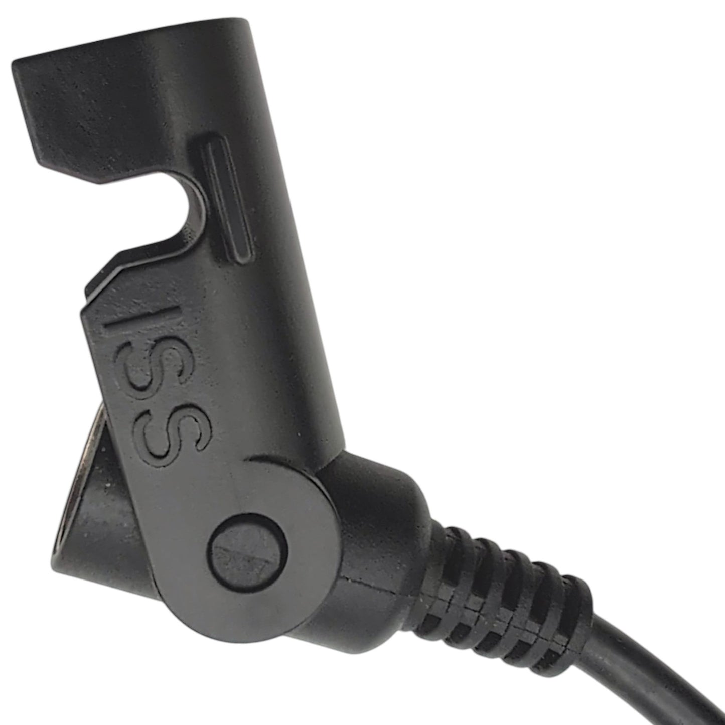 side view of female 8-pin connector with clamp open