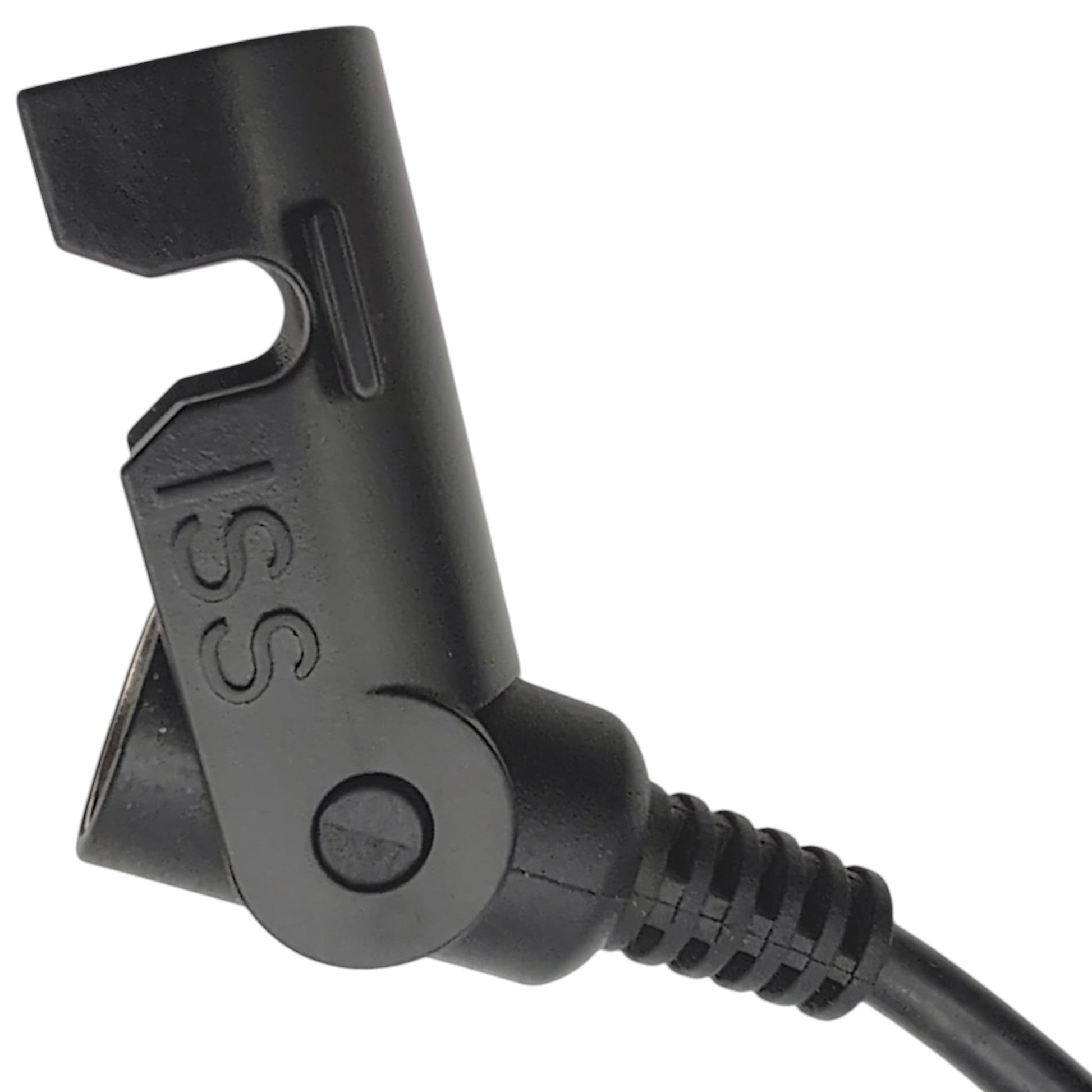 side view of female 8-pin connector with clamp open