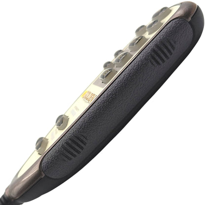 right side view of remote hand control. hand grip and 12 buttons in view