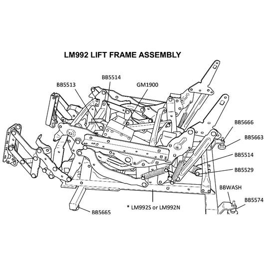 Golden Technologies LM992N (NO LEG LEVELERS) Lift Frame For Wall Hugger service manual diagram