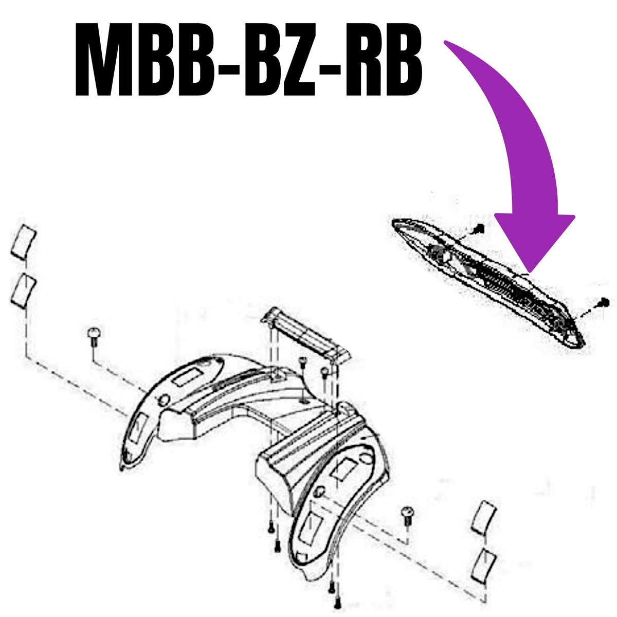 Buzzaround Extreme EX (GB118 / GB148), Luxury / LX (GB119 / GB149), XL (GB117 / GB147) diagram showing where the rear bumper (MBB-BZ-RB) is located