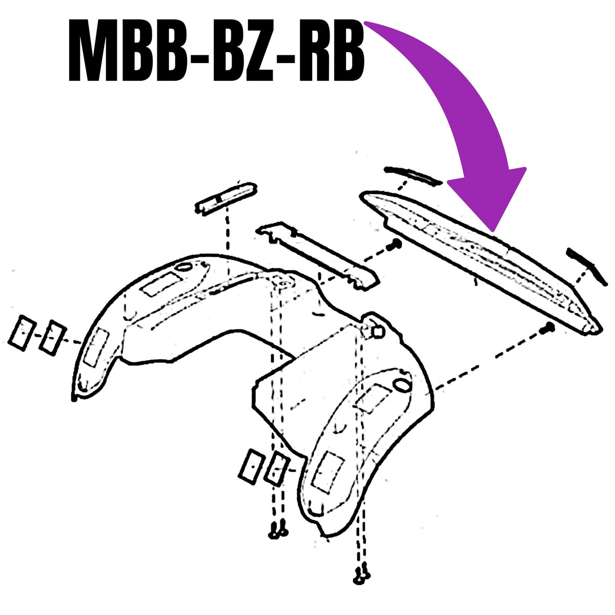 Buzz-About GP164 diagram showing where the rear bumper (MBB-BZ-RB) is located