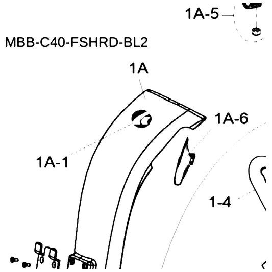 Golden Technologies MBB-C40-FSHRD-BL2 Shroud, Tiller Front Blue2 240-340-440 parts diagram