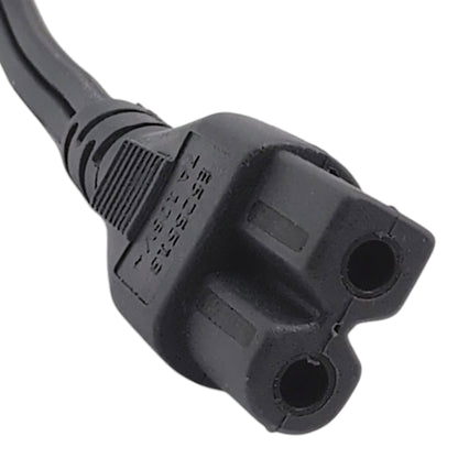 straight, figure 8,power cord connector: C7, Polarized to 2 Prong Male