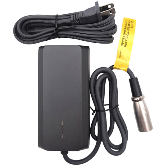 24 volt 2 amp Lithium 3-pin XLR mobility scooter charger with power cord