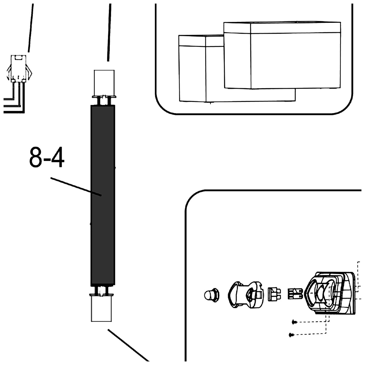 Golden Technologies MBE-0027 Tiller Charger Port Harness parts diagram