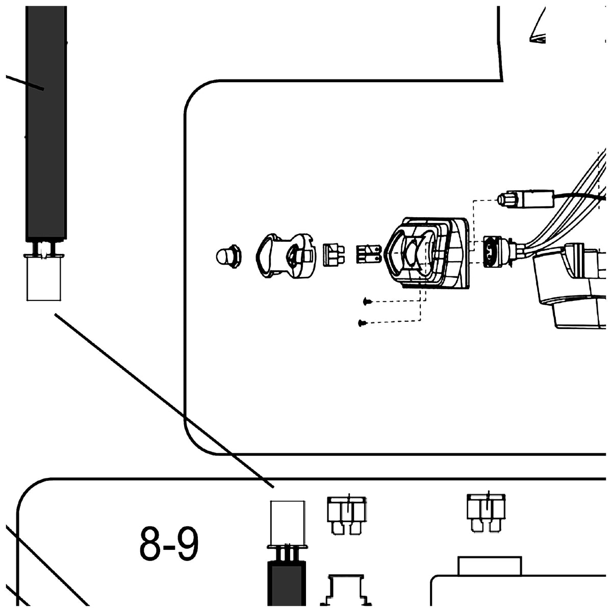 Golden Technologies MBE-121A-BBCON-FSIDE Battery Box Connector Frame Side With Hardware parts diagram