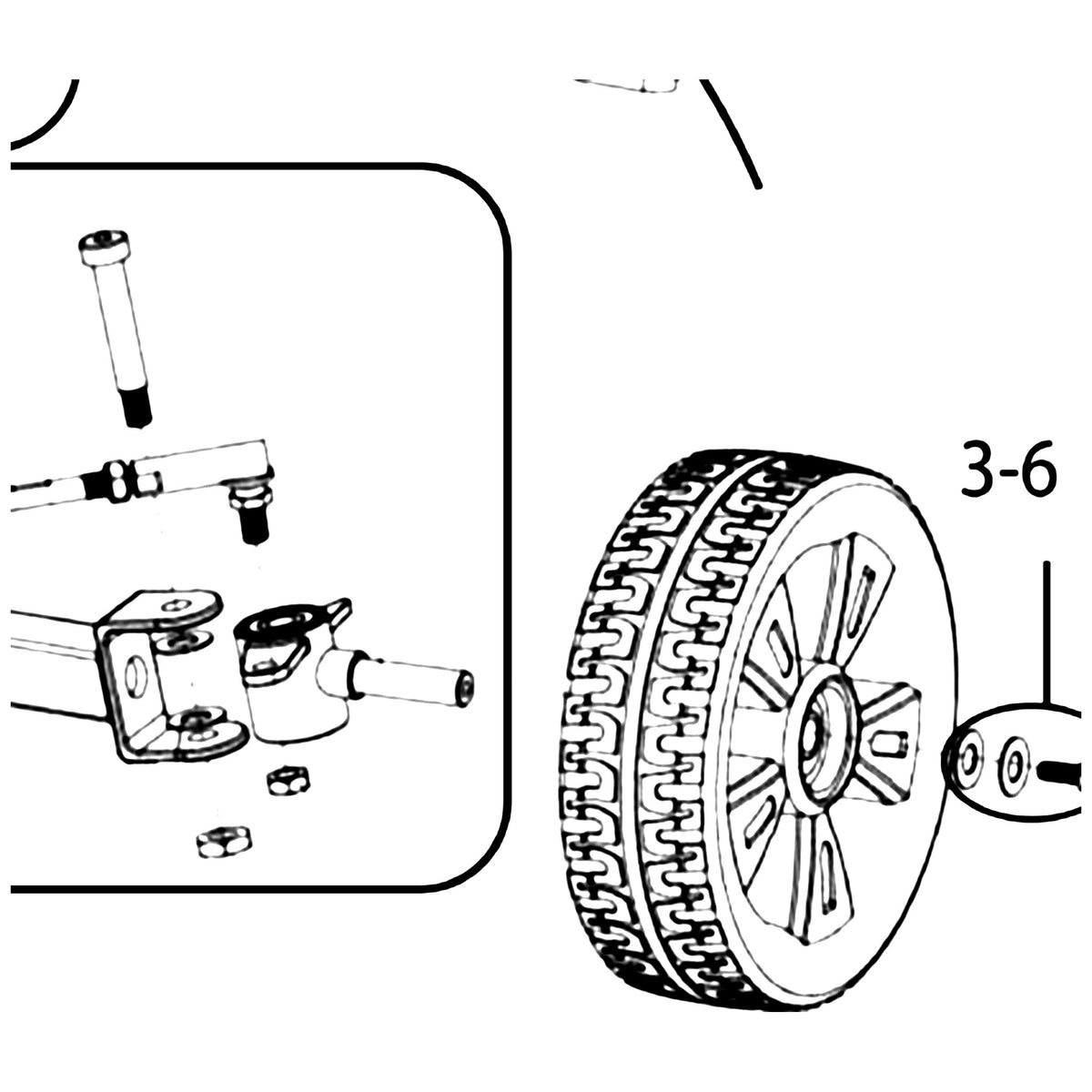 Golden Technologies MBH-0014 Hardware, Front Wheel Mounting parts diagram