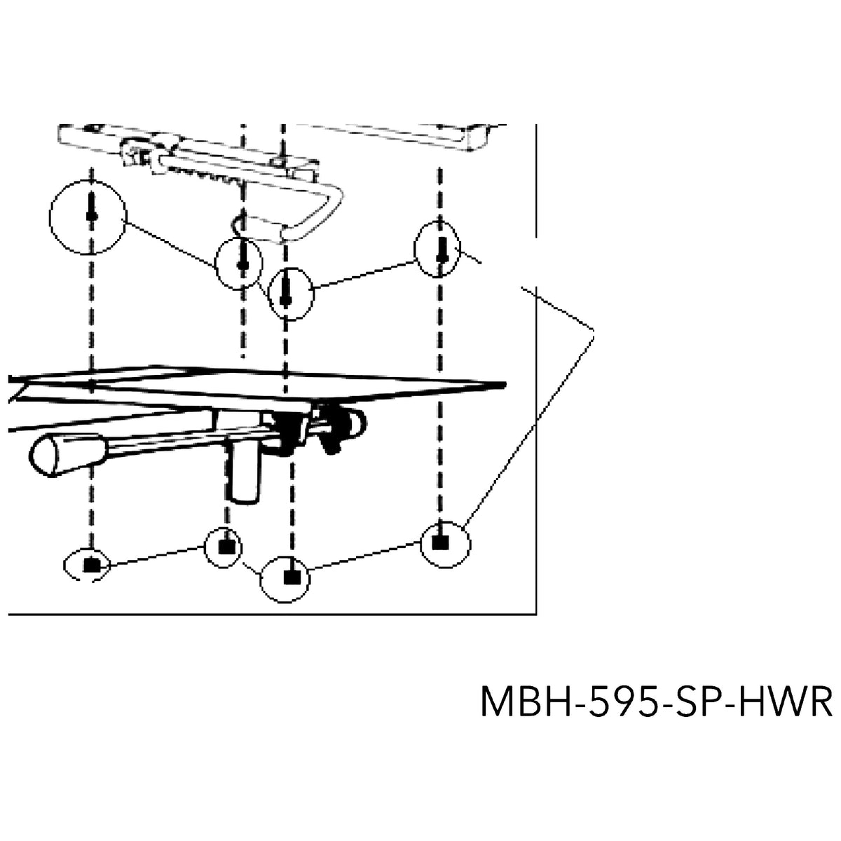 Golden Technologies MBH-595-SP-HWR Seat Post Hardware For GR595 parts diagram