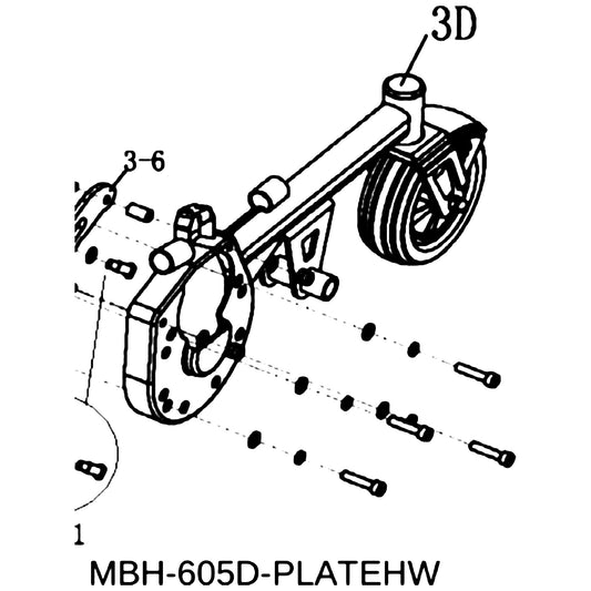 Golden Technologies MBH-605D-PLATEHW Plate Hardware Left Or Right Connector Front To Rear Caster GP605 parts diagram