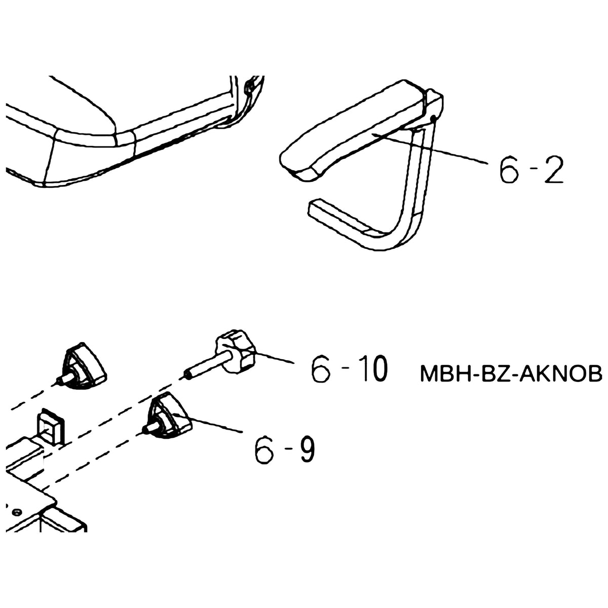 Golden Technologies MBH-BZ-AKNOB Knob, Accessory M8 X 45L parts diagram
