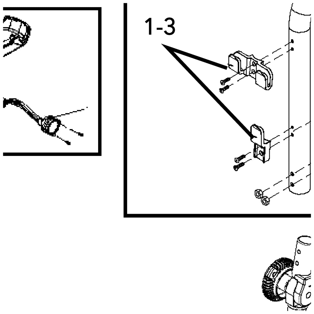 Golden Technologies MBH-BZ7-FBASKBRT Front Basket Bracket Assembly With Hardware parts diagram