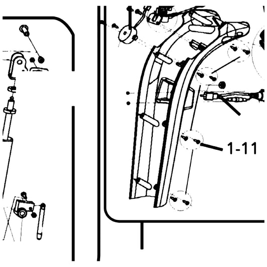 Golden Technologies MBH-C40-TILL-HRWR Hardware, Tiller Shroud Complete Set For GC240-340-440 parts diagram