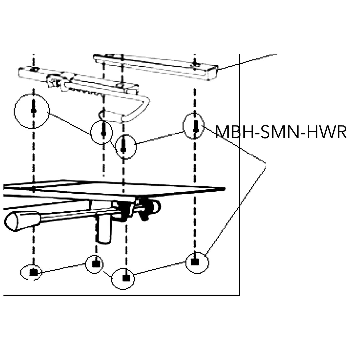 Golden Technologies MBH-SMN-HWR Seat Swivel Hardware For GR595 With SMN Seat parts diagram