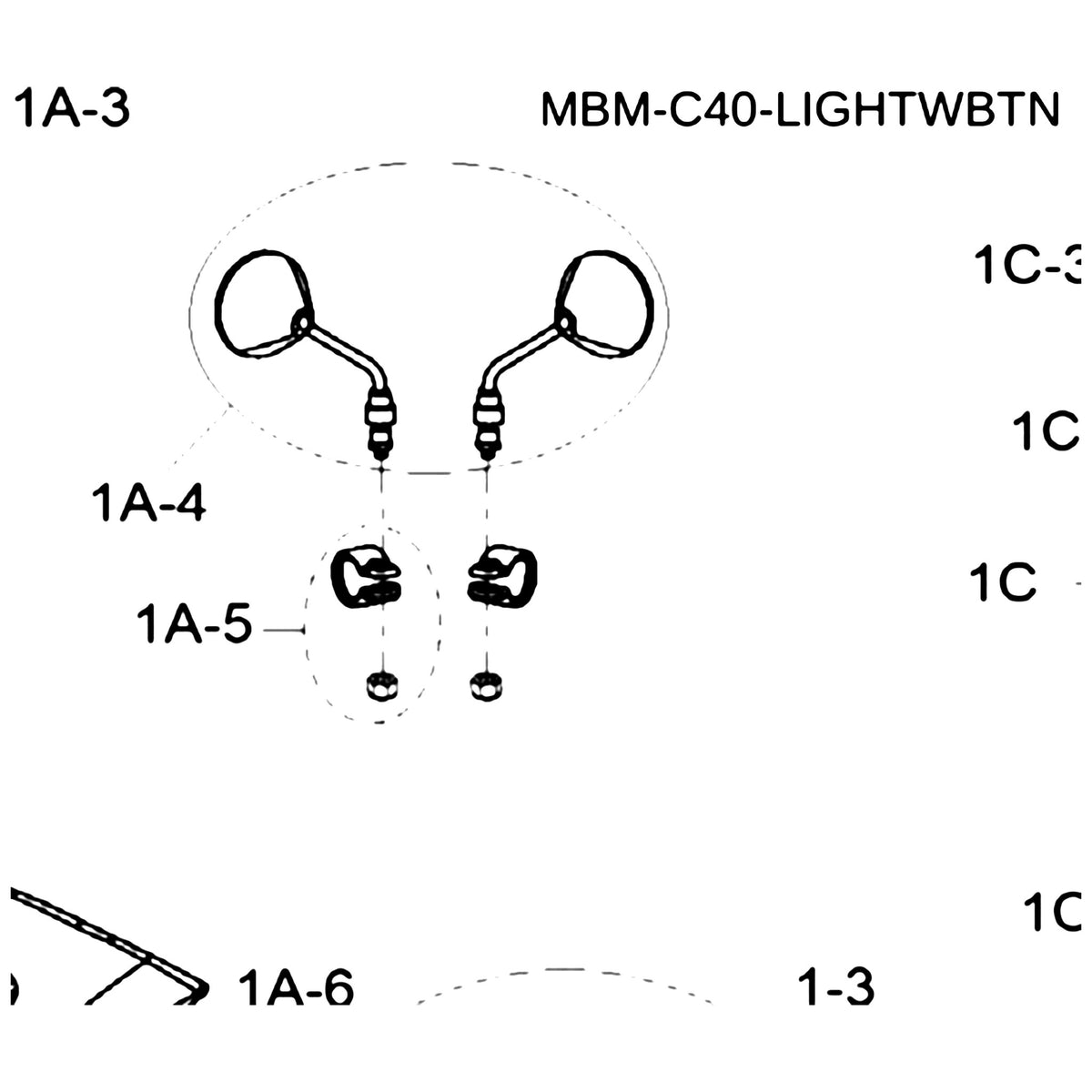 Golden Technologies MBM-C40-LIGHTWBTN Light White Button GC240-340-440 parts diagram