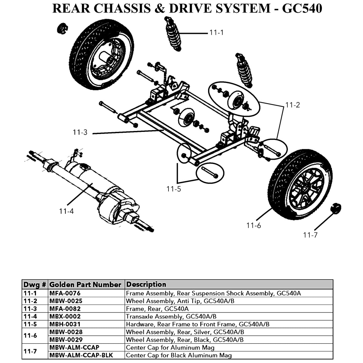 Golden Technologies | Wheel Assembly, Rear, Silver | GC540A and GC540B | MBW-0028