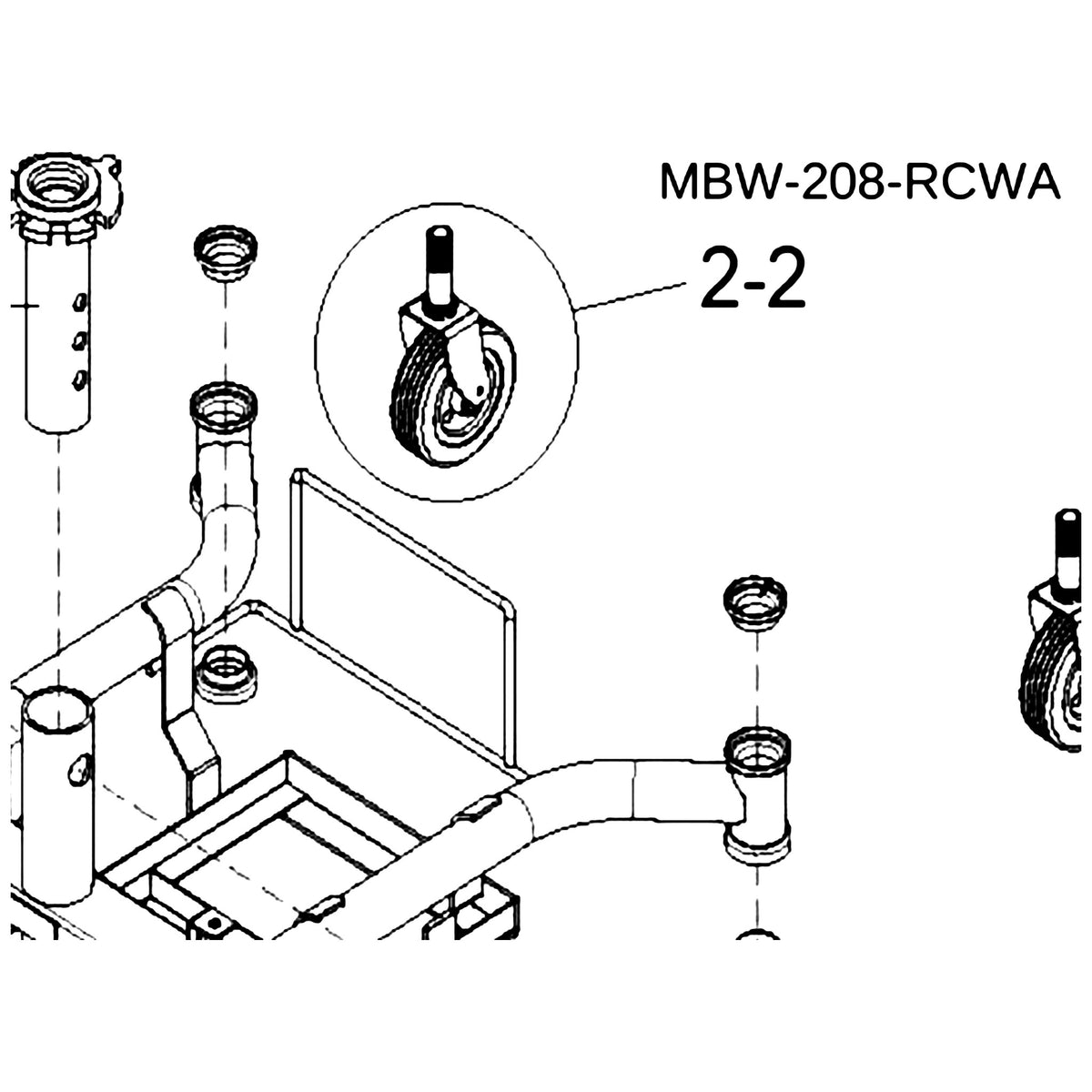 Golden Technologies MBW-208-RCWA Rear Caster Assembly parts diagram