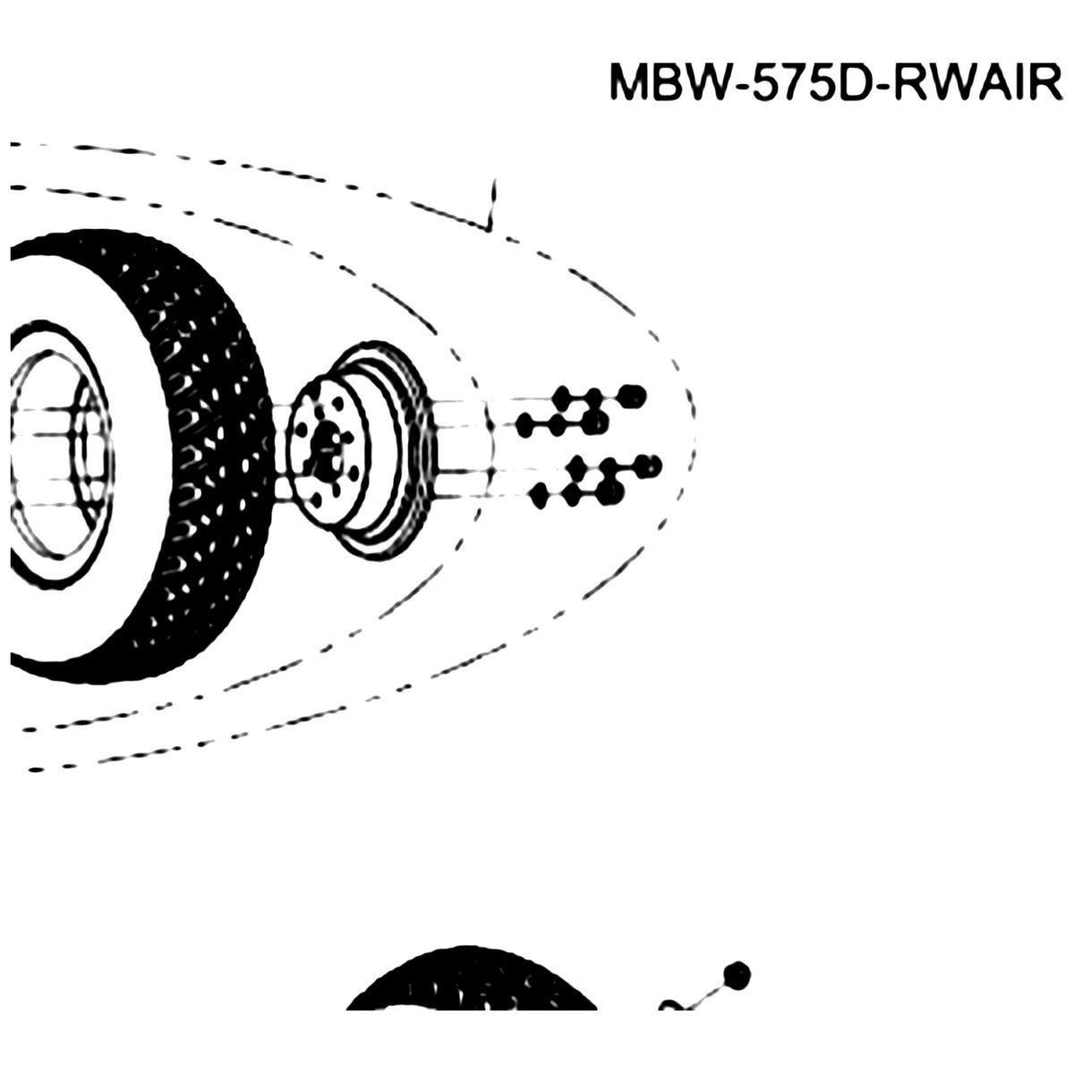 Golden Technologies MBW-575D-RWAIR Complete Pneumatic Rear Wheel Assembly 13x4 parts diagram