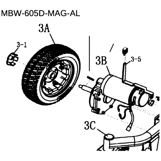 Golden Technologies MBW-605D-MAG-AL Mag AL Wheel Assembly parts diagram