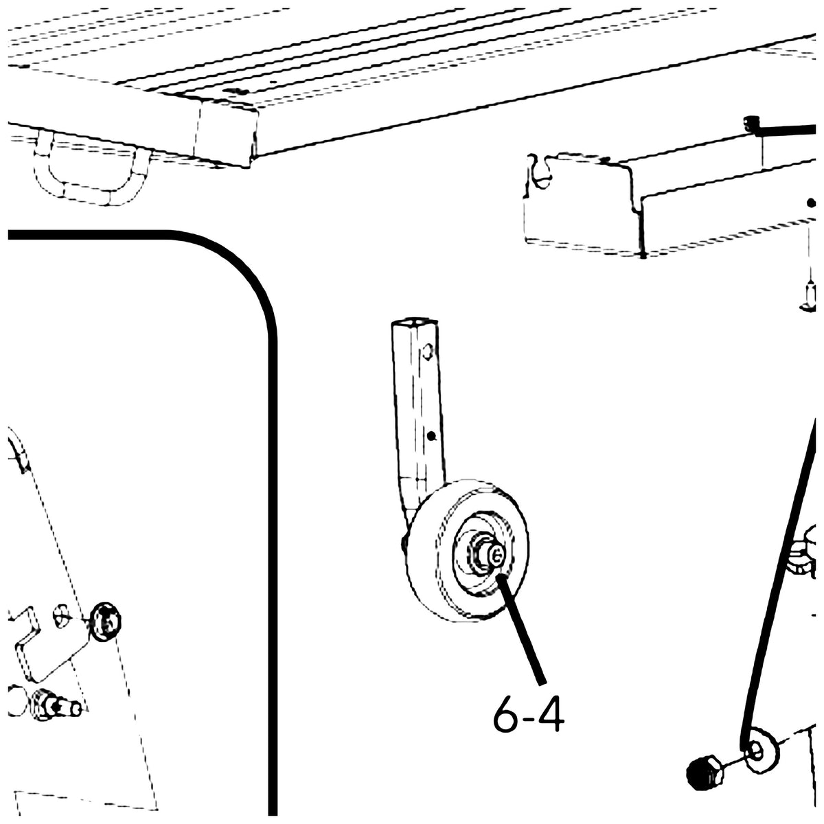 Golden Technologies MBX-340-ATAL Front Anti Tip Assembly, Left, Includes Wheel And Hardware parts diagram