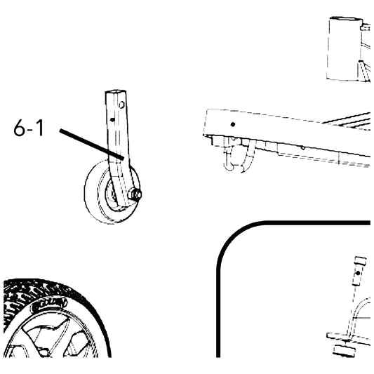 Golden Technologies MBX-340-ATAR Front Anti Tip Assembly, Right, Includes Wheel And Hardware parts diagram