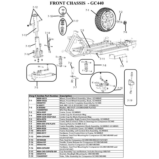 Golden Technologies | Frame Assembly, Left Control Arm Assembly | GC440B and GC440E | MFA-0077 | Callout 7-10