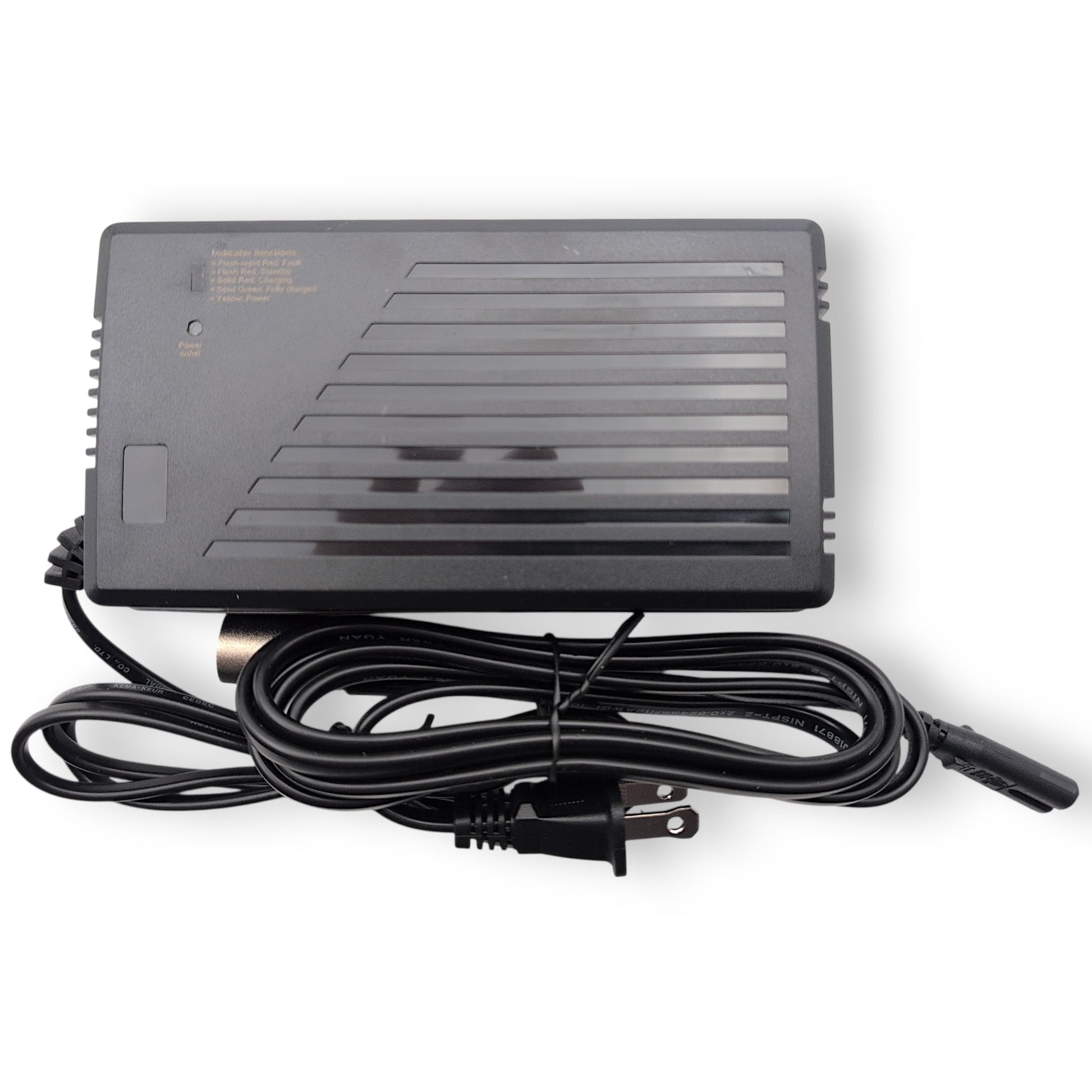 top of charger with power cord and xlr charger port cable