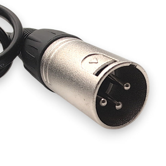 closeup of 3-pin connector, xlr type