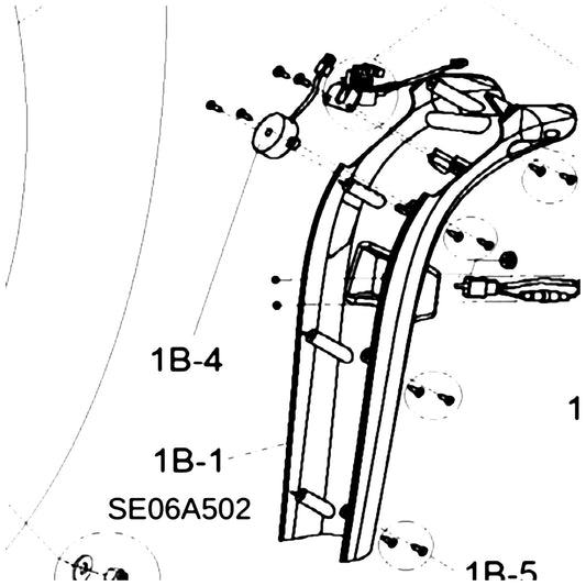Golden Technologies SE06A502 Shroud, Tiller Rear Black For 240,340, 440, Plastic Only parts diagram