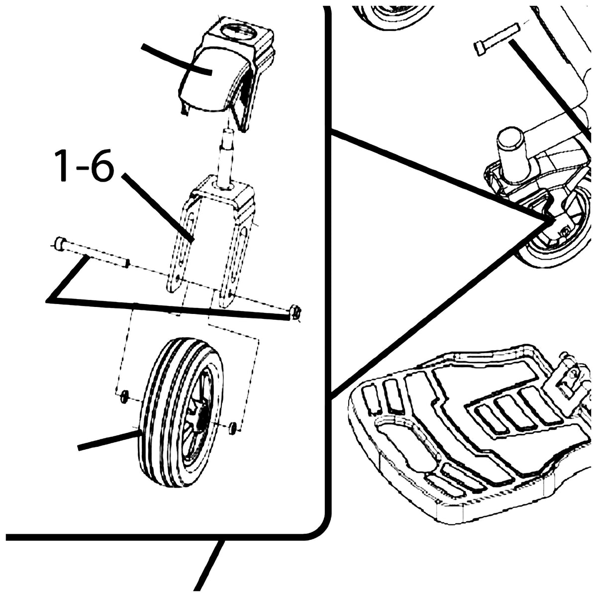 Golden Technologies WE03A202 Fork, Caster Fork Only For Compass Sport GP605 parts diagram
