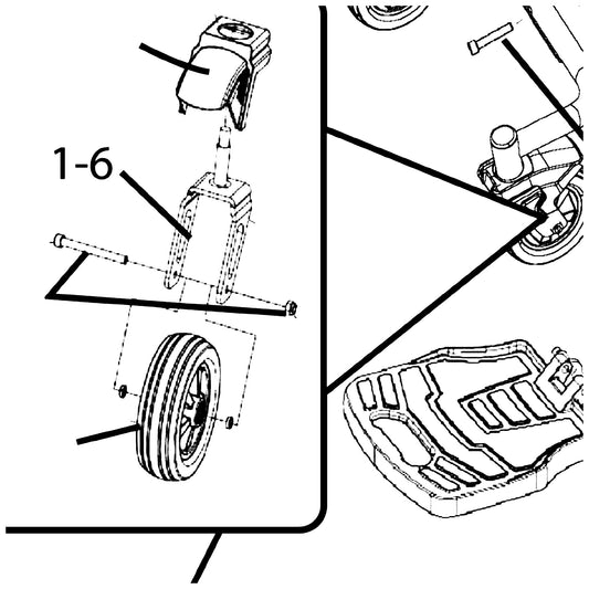 Golden Technologies WE03A202 Fork, Caster Fork Only For Compass Sport GP605 parts diagram