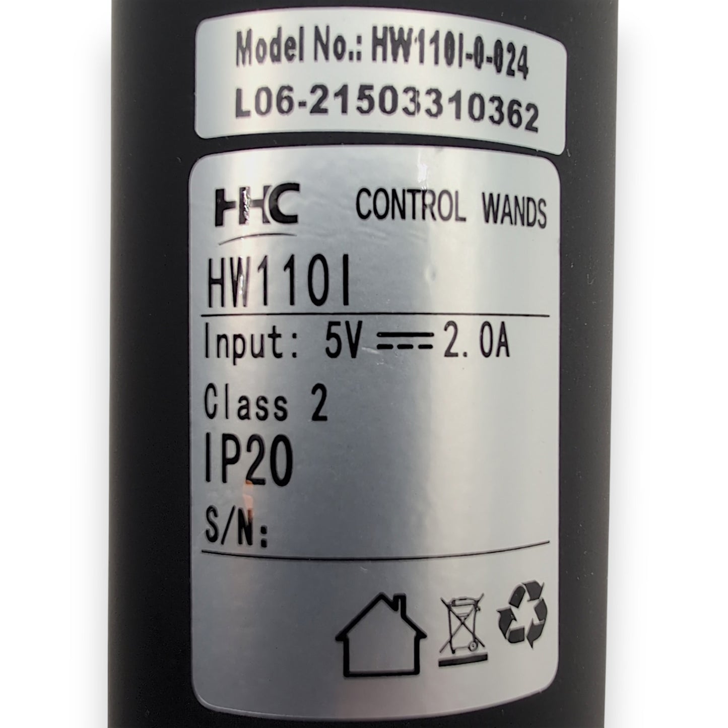 Product Label: HHC control wands base id: HW1101. Model Number: HW1101-0-024