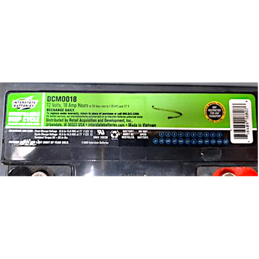12 V 18 Ah Deep Cycle Scooter / Wheelchair Battery - Interstate - DCM0018
