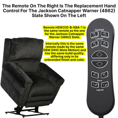10-Button Replacement Remote for Jackson Catnapper Warner 4862 Lift Chair