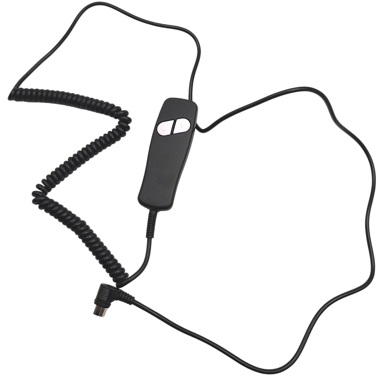 remote hand control with cable un-wound showing off its 72 inch length