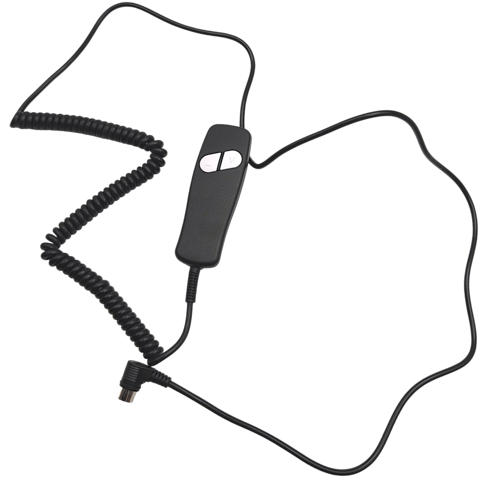 remote hand control with cable un-wound showing off its 72 inch length