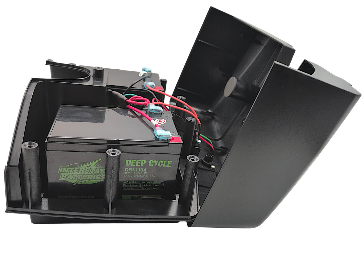 lid removed showing Interstate DSL1104 batteries installed