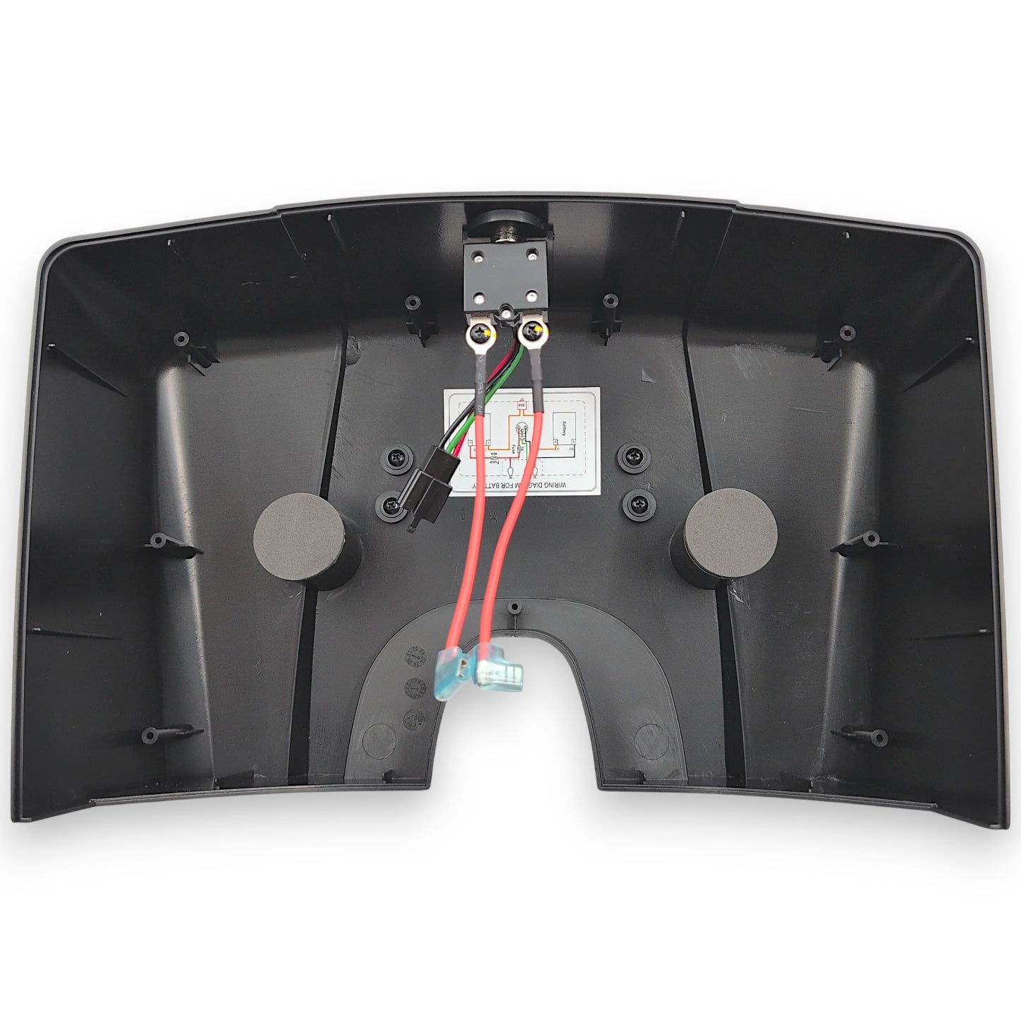 underside of lid. it is fitted with 3 connectors and the breaker box