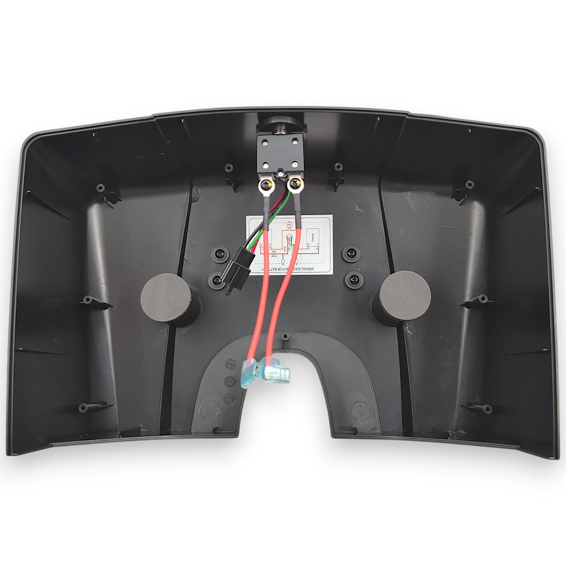 underside of lid. it is fitted with 3 connectors and the breaker box