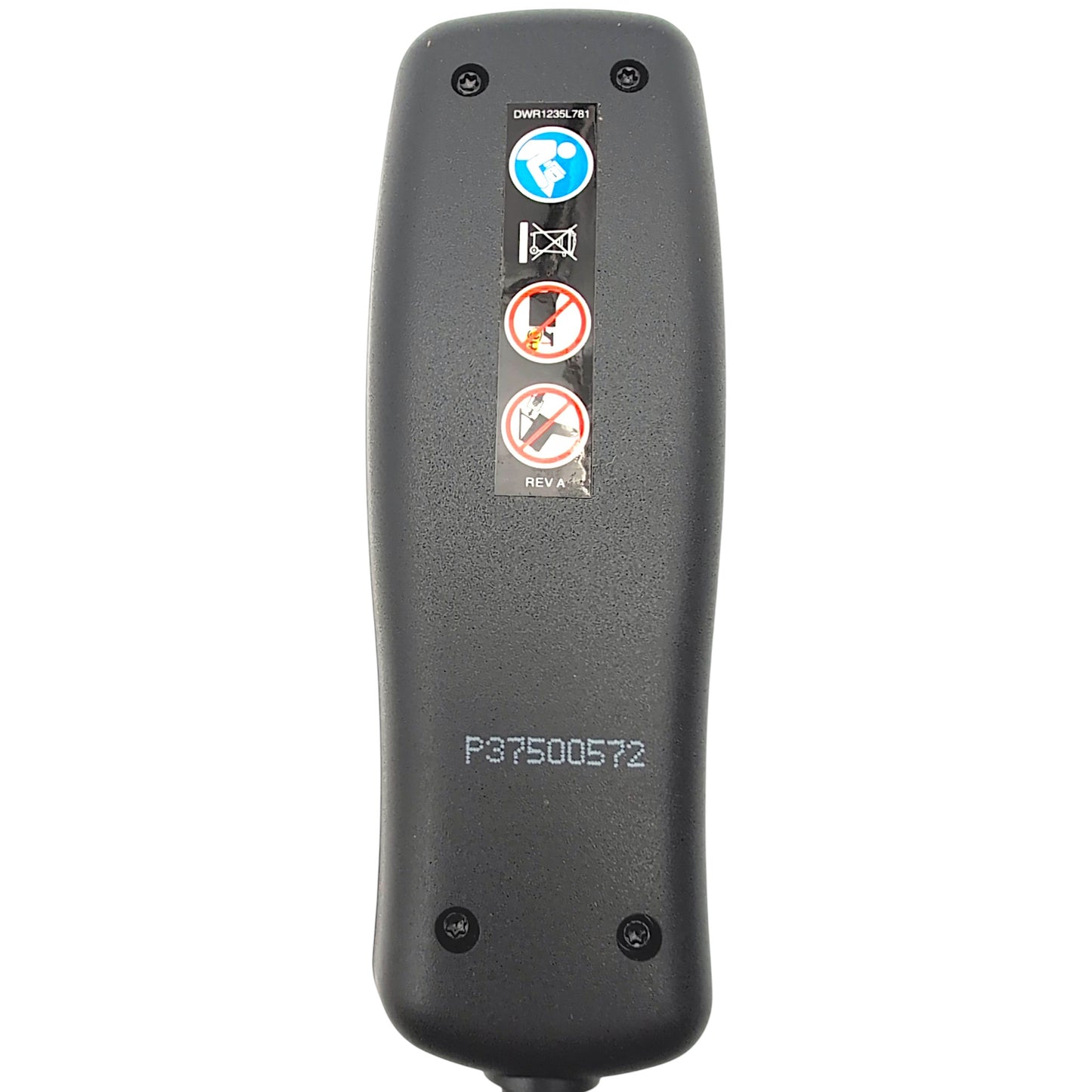 back view of the remote / hand control