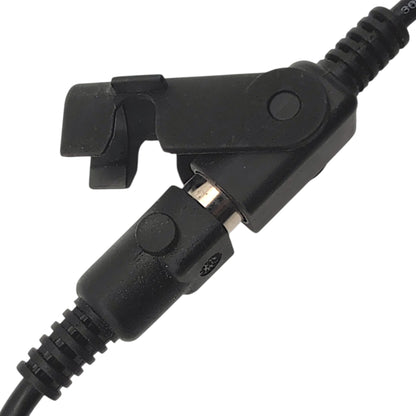 closeup of the extension cable connection with the clamp in the open position and the cable partially removed , showing how the extension cable is installed