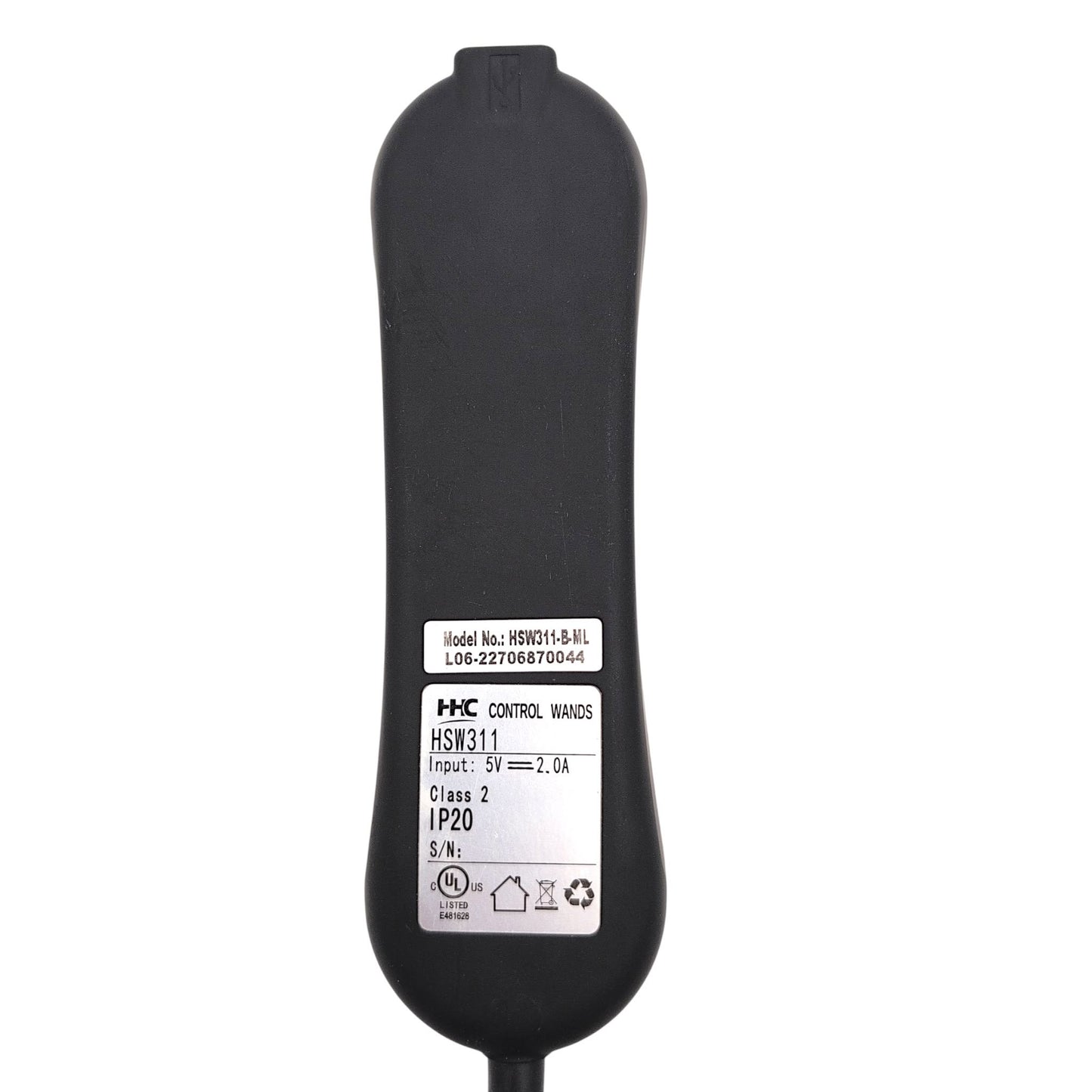 Back of the remote that is to be replaced by the new remote with it's model number: HSW311-B-ML